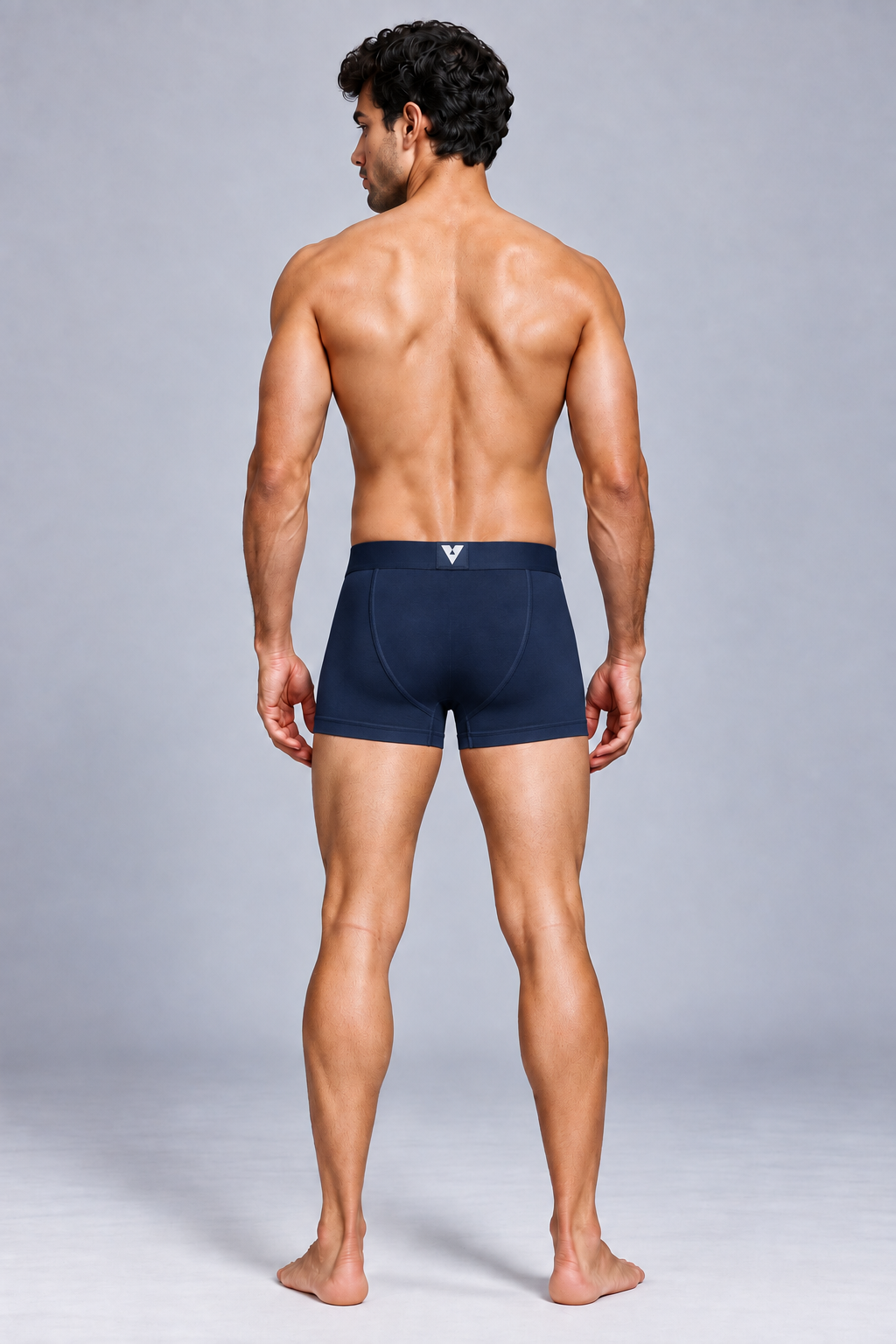 CotCloud men's cotton trunk in Blue — back view on model (Build Your Own 5-Pack)