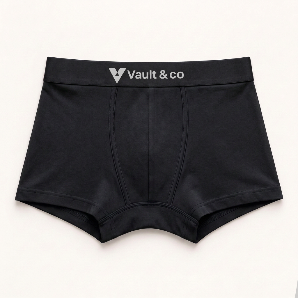 CotCloud men's cotton trunk in Black — front view (Build Your Own 5-Pack)