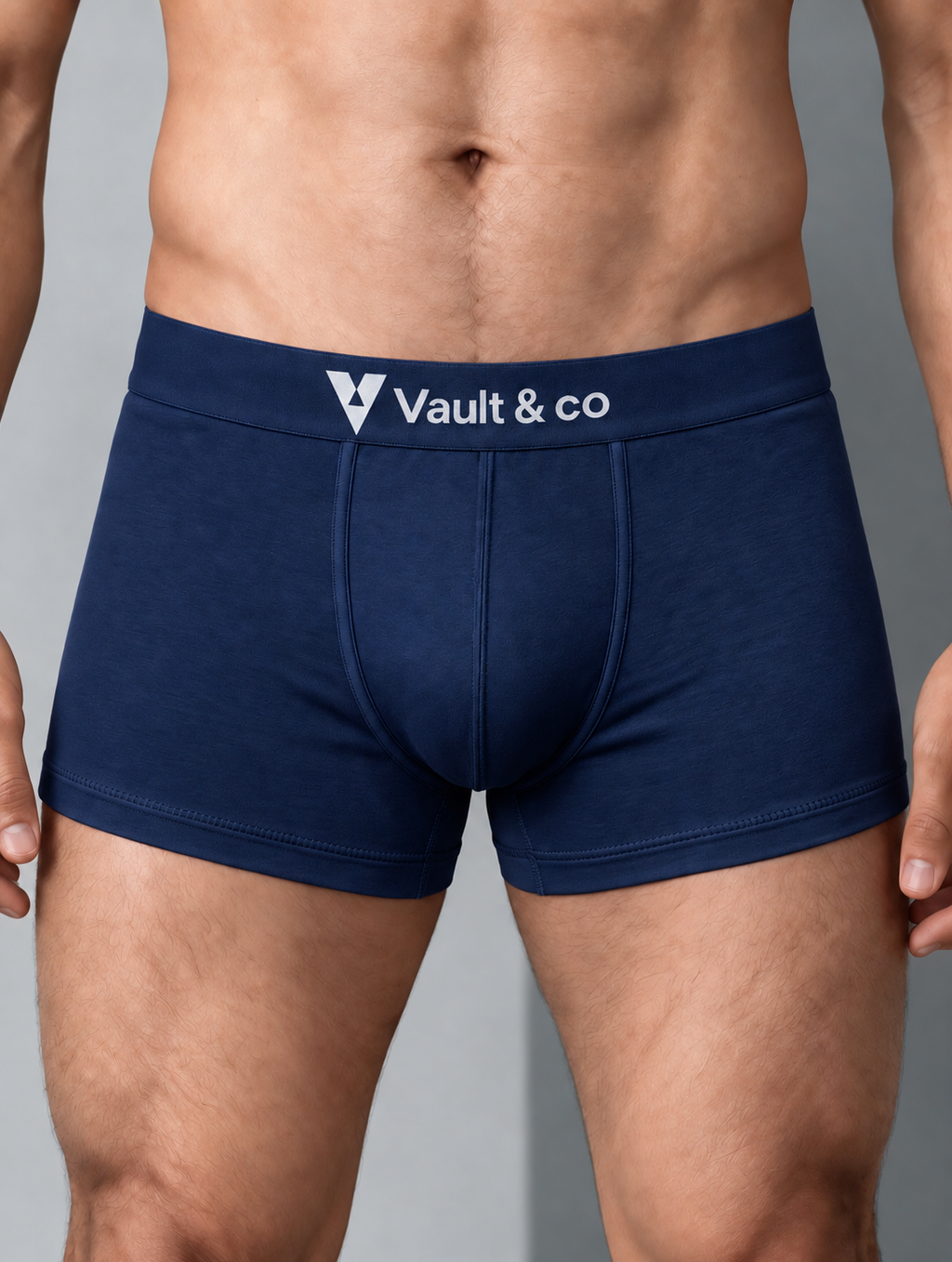 CotCloud men's cotton trunk in Blue — close-up view (Build Your Own 3-Pack)