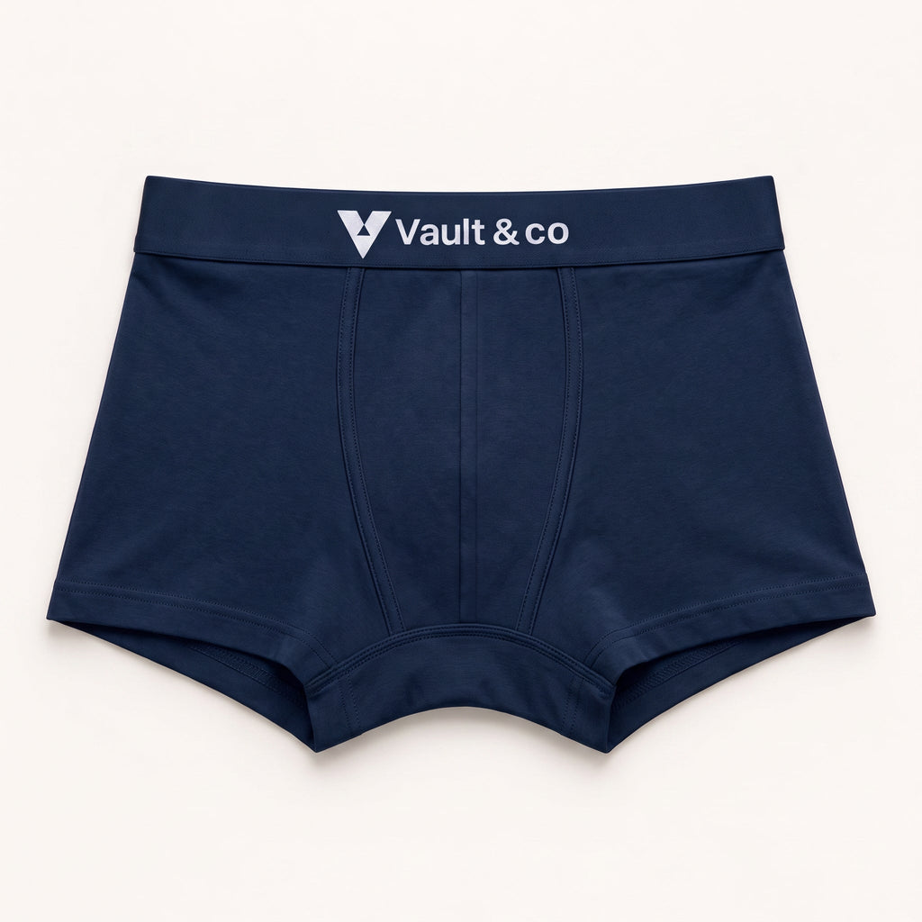 CotCloud men's cotton trunk in Blue — front view (Build Your Own 3-Pack)