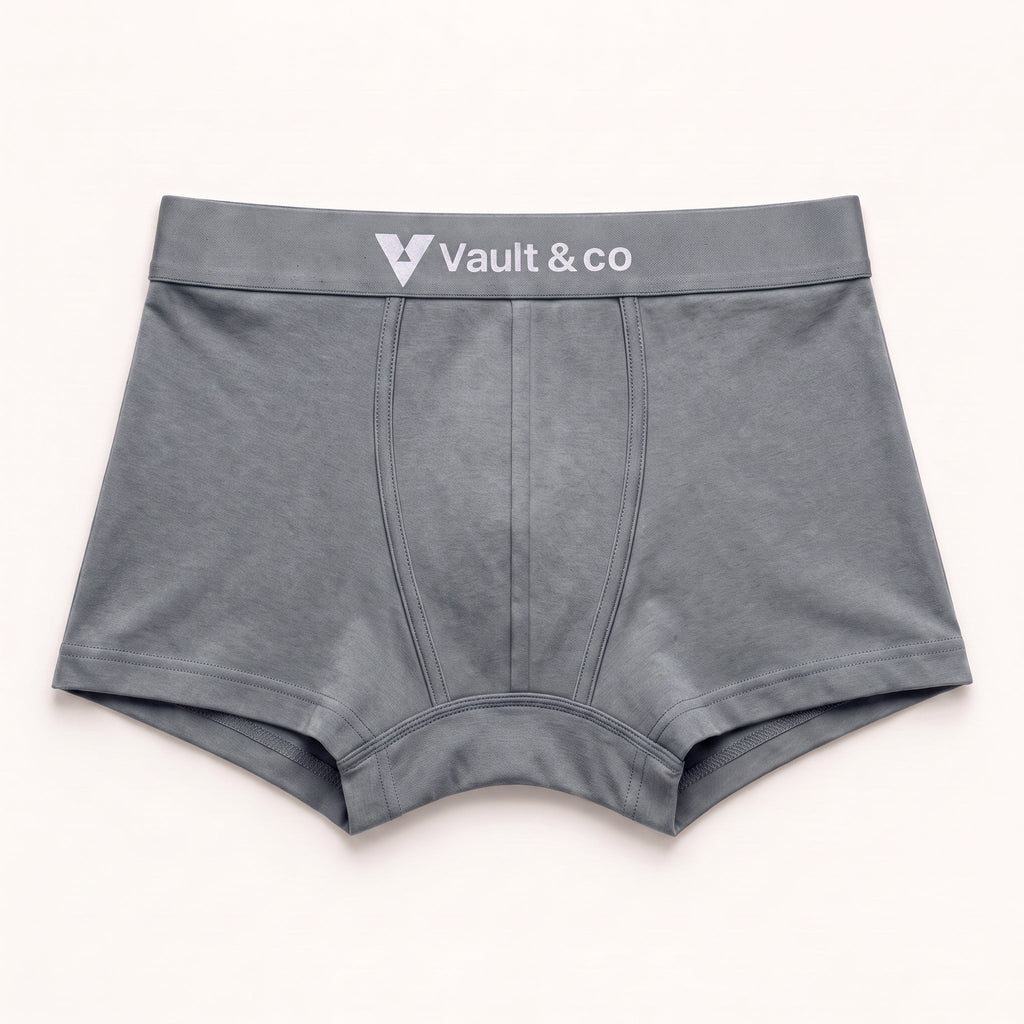 CotCloud men's cotton trunk in Grey — front view (Build Your Own 5-Pack)