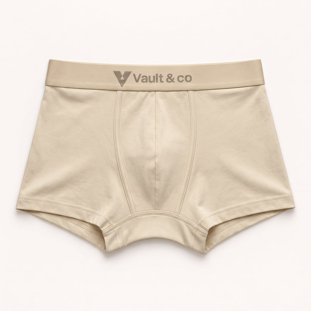 CotCloud men's cotton trunk in Ivory — front view (Build Your Own 5-Pack)