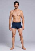 CotCloud men's cotton trunk in Blue — front view on model (Build Your Own 5-Pack)