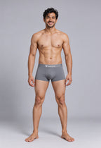CotCloud men's cotton trunk in Grey — front view on model (Build Your Own 3-Pack)