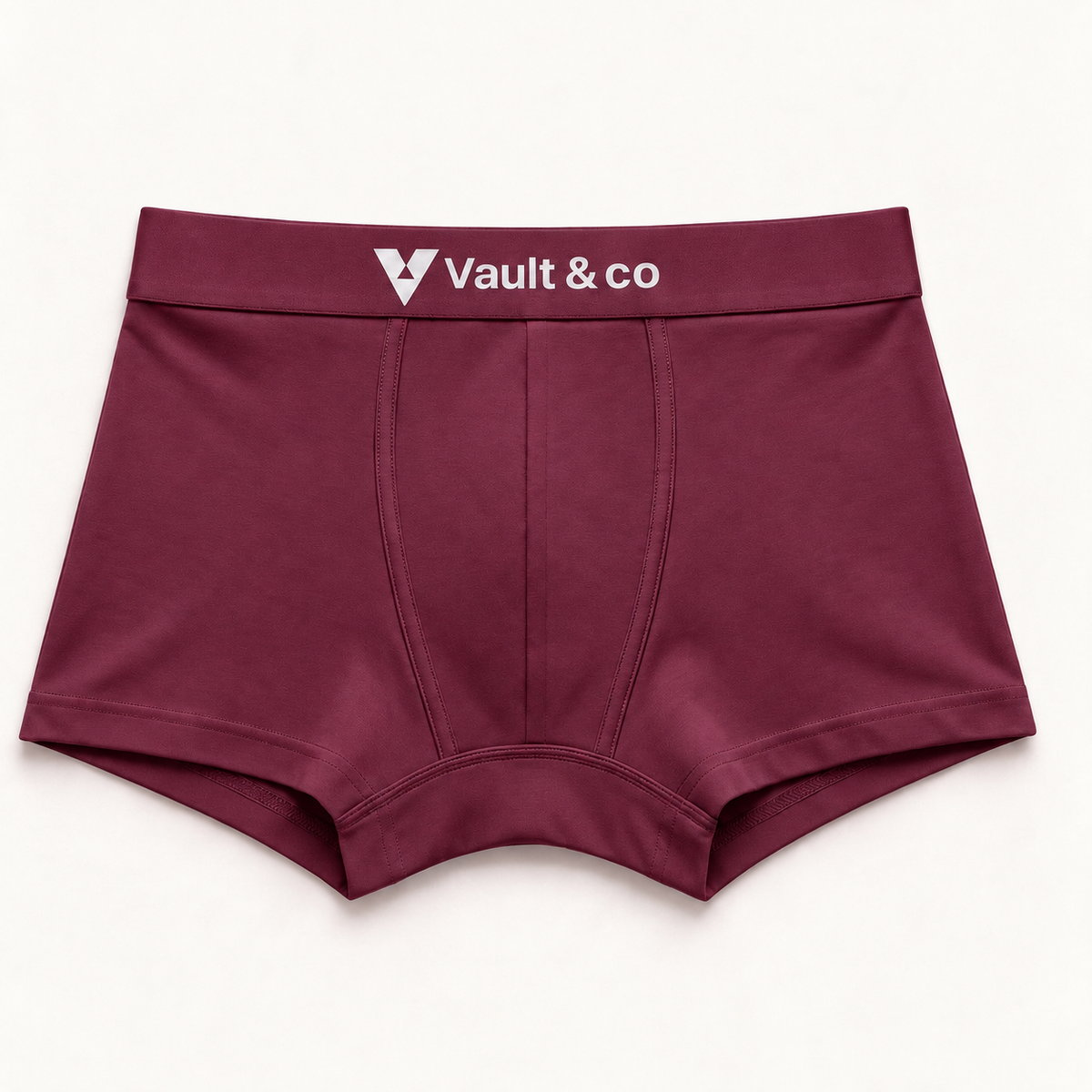 CotCloud men's cotton trunk in Maroon — front-product view (3-Pack: Maroon + White + Ivory)