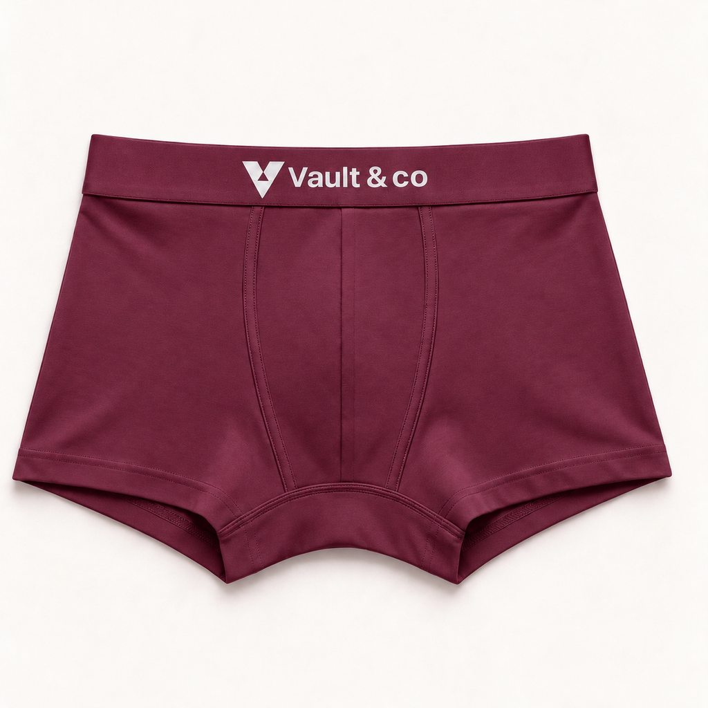 CotCloud men's cotton trunk in Maroon — front-product view (Build Your Own 5-Pack)