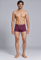 CotCloud men's cotton trunk in Maroon — front view on model (Build Your Own 5-Pack)