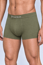 CotCloud men's cotton trunk in Olive — side view (Build Your Own 3-Pack)