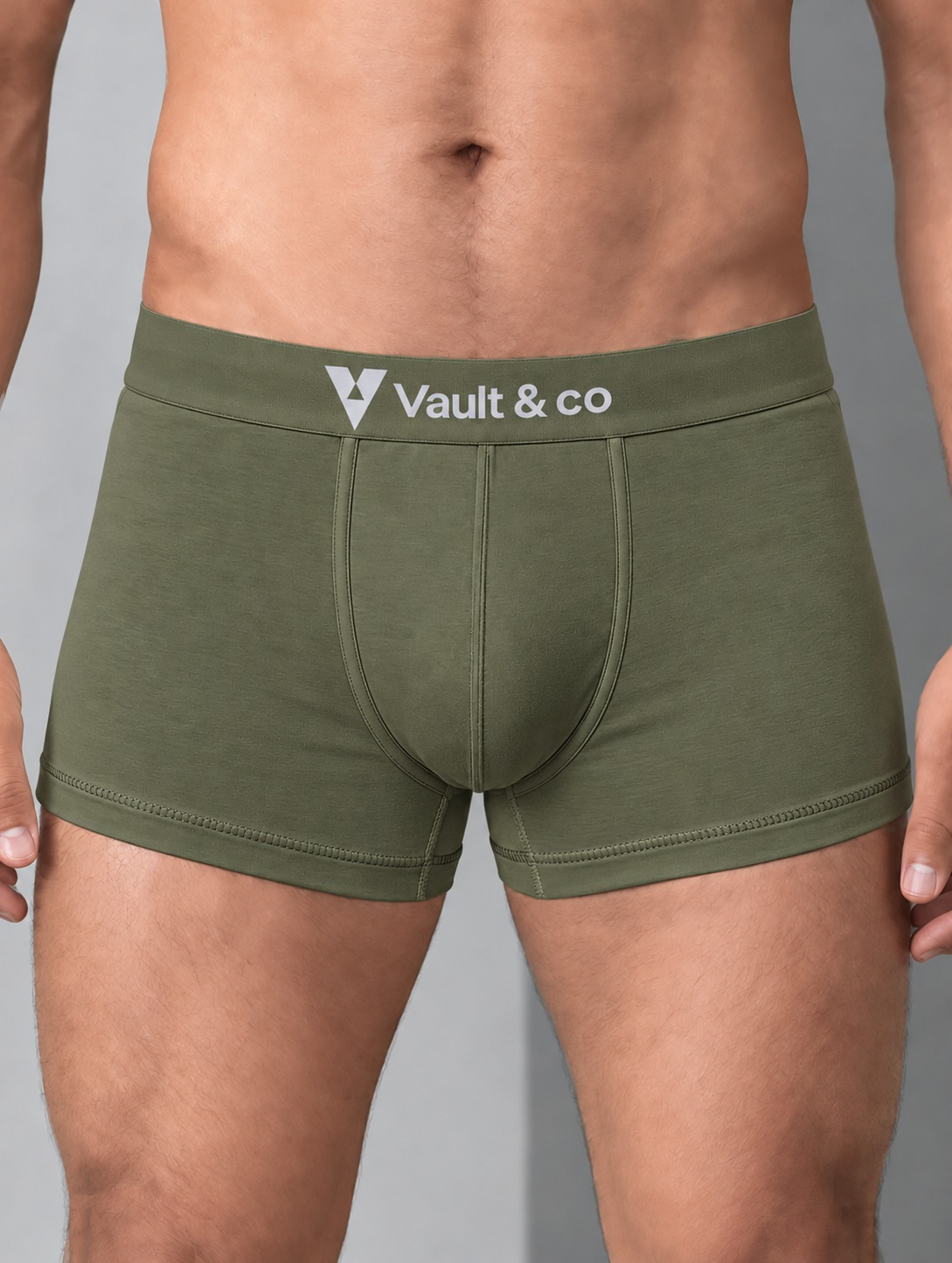 CotCloud men's cotton trunk in Olive — close-up view (Build Your Own 5-Pack)