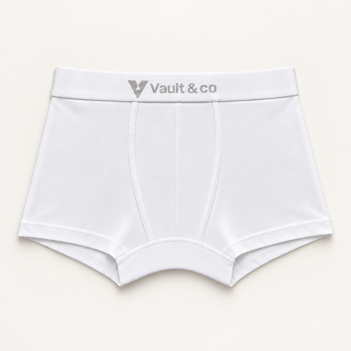 CotCloud men's cotton trunk in White — front view (Build Your Own 3-Pack)