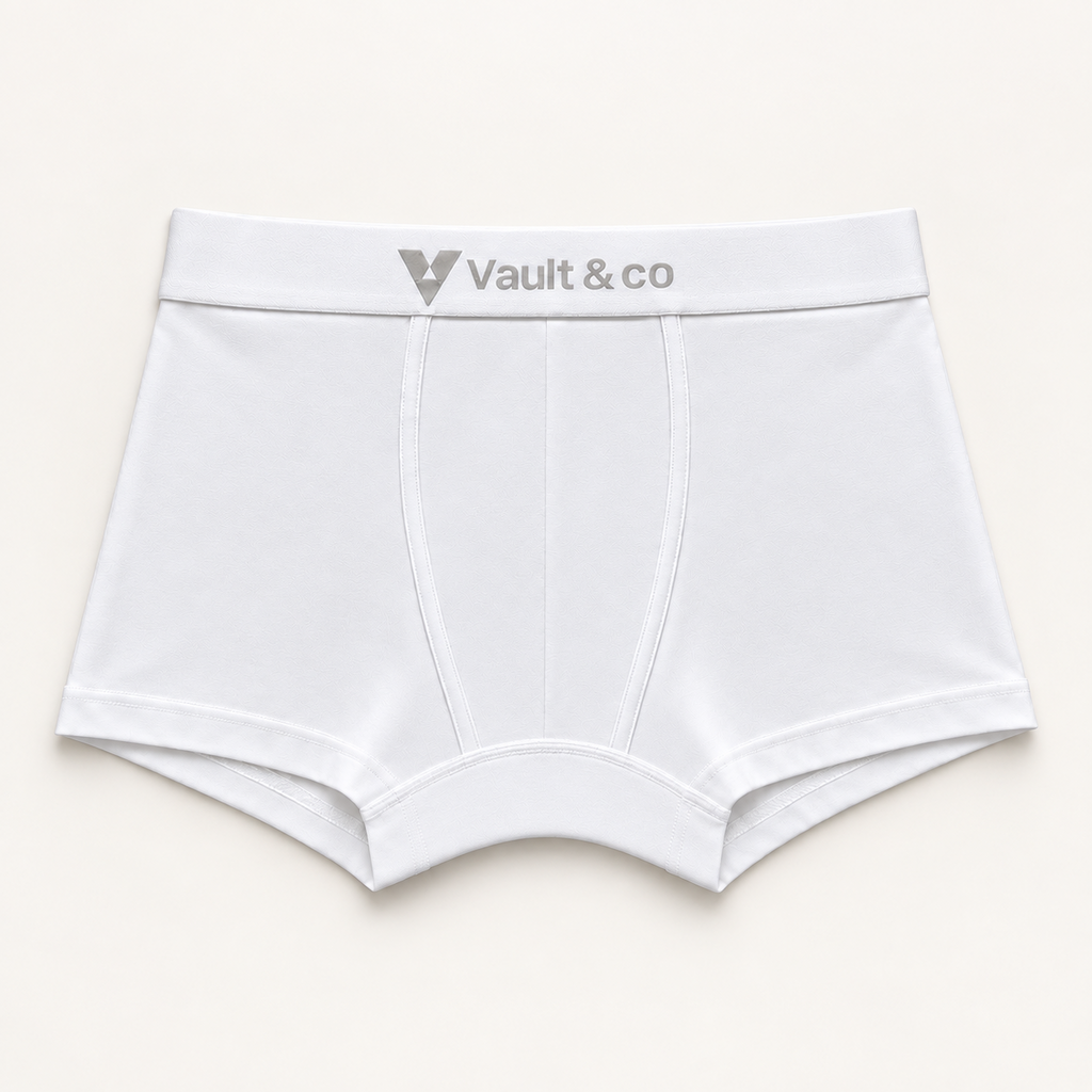 CotCloud men's cotton trunk in White — front view (Build Your Own 5-Pack)