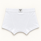 CotCloud men's cotton trunk in White — back view (3-Pack: Maroon + White + Ivory)