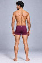 CotCloud men's cotton trunk in Maroon — back view on model (Build Your Own 5-Pack)