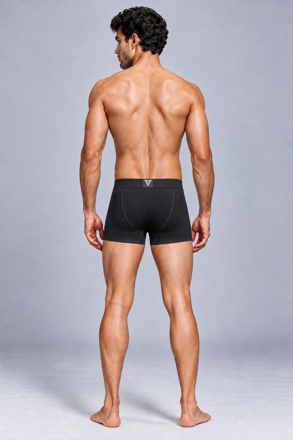 CotCloud men's cotton trunk in Black — back view on model (Build Your Own 3-Pack)