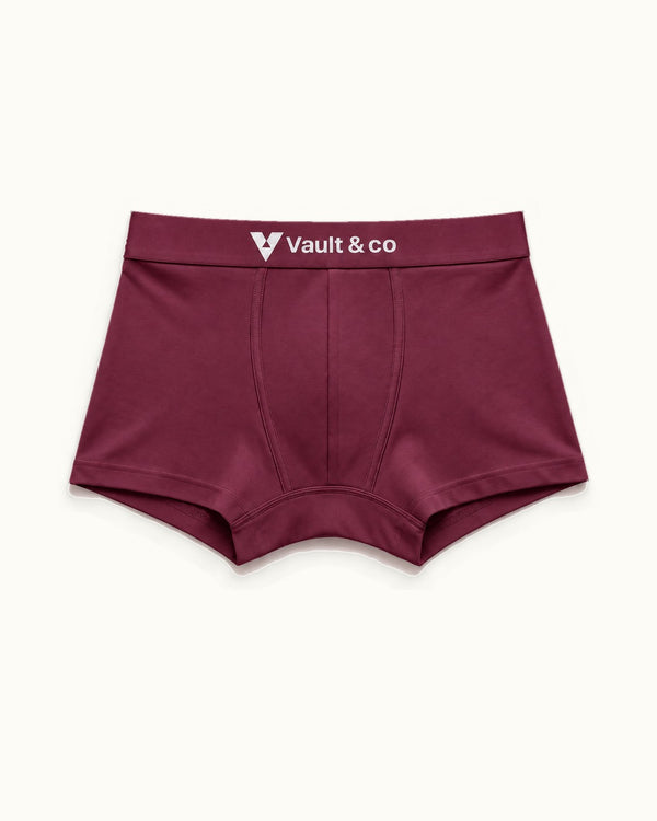 CotCloud men's cotton trunk in Maroon — flat lay, front view