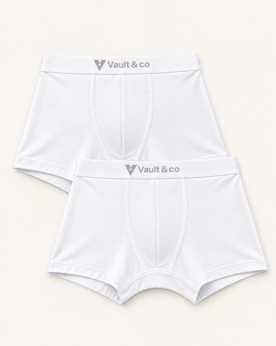 CotCloud men's cotton trunks, White + White 2-Pack — flat lay, front view