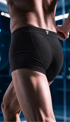 CotCloud men's cotton trunk in Black — running, back view (Build Your Own 3-Pack)
