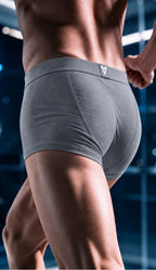 CotCloud men's cotton trunk in Grey — running, back view (Build Your Own 3-Pack)