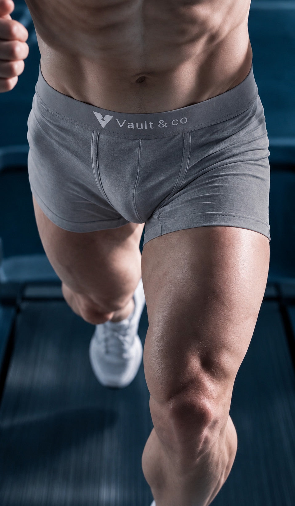 CotCloud men's cotton trunk in Grey — running, front view (Build Your Own 5-Pack)