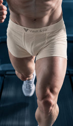 CotCloud men's cotton trunk in Ivory — running, front view (Build Your Own 3-Pack)