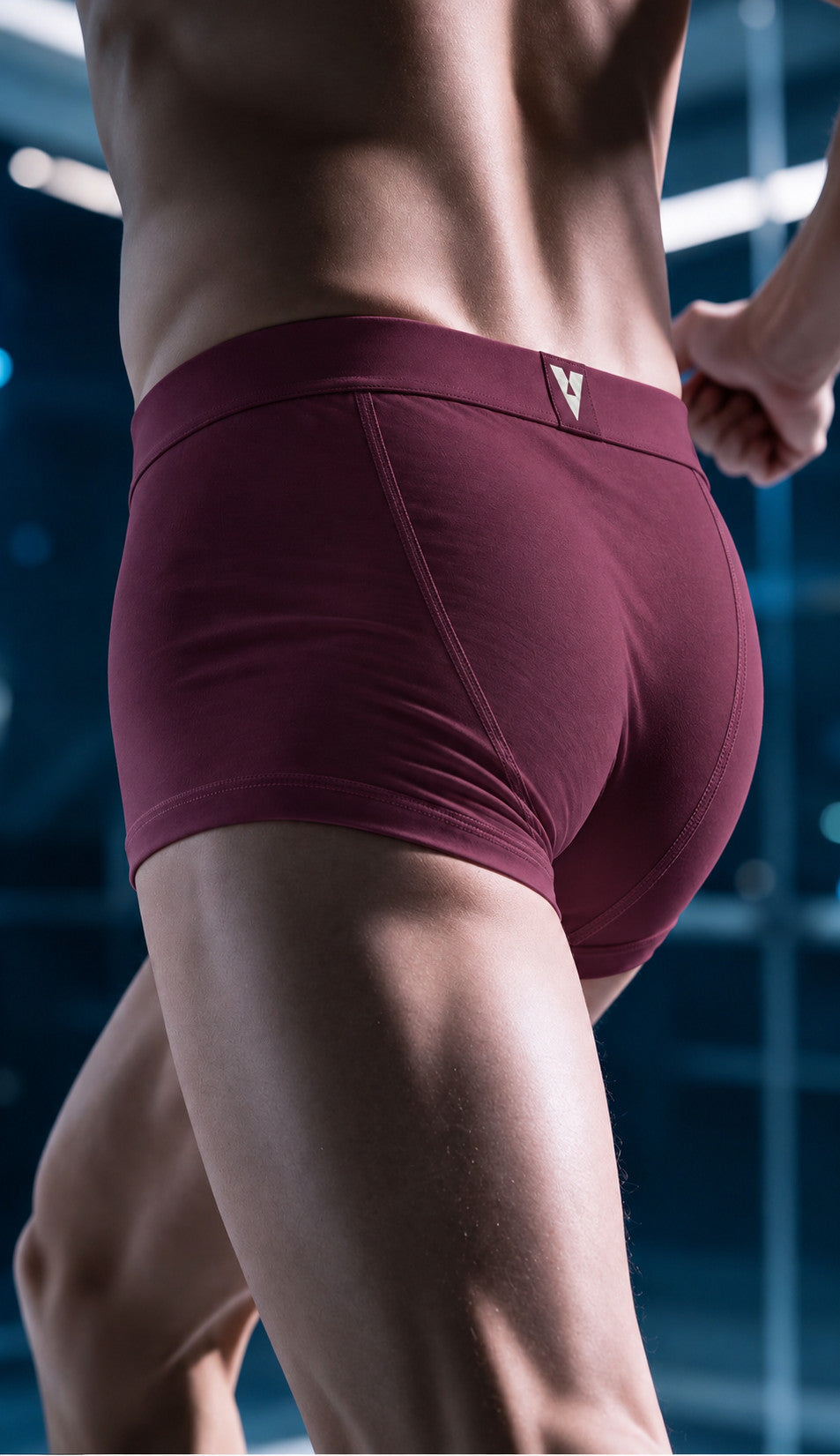 CotCloud men's cotton trunk in Maroon — running, back view (Build Your Own 5-Pack)