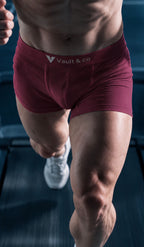 CotCloud men's cotton trunk in Maroon — running, front view (3-Pack)