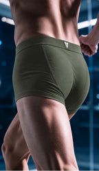 CotCloud men's cotton trunk in Olive — running, back view (Build Your Own 5-Pack)
