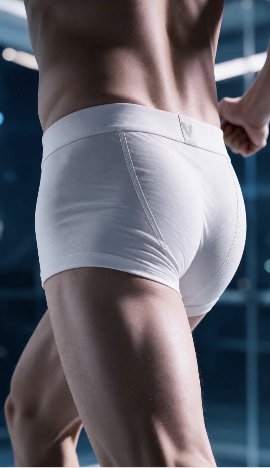 CotCloud men's cotton trunk in White — running, back view (Build Your Own 5-Pack)