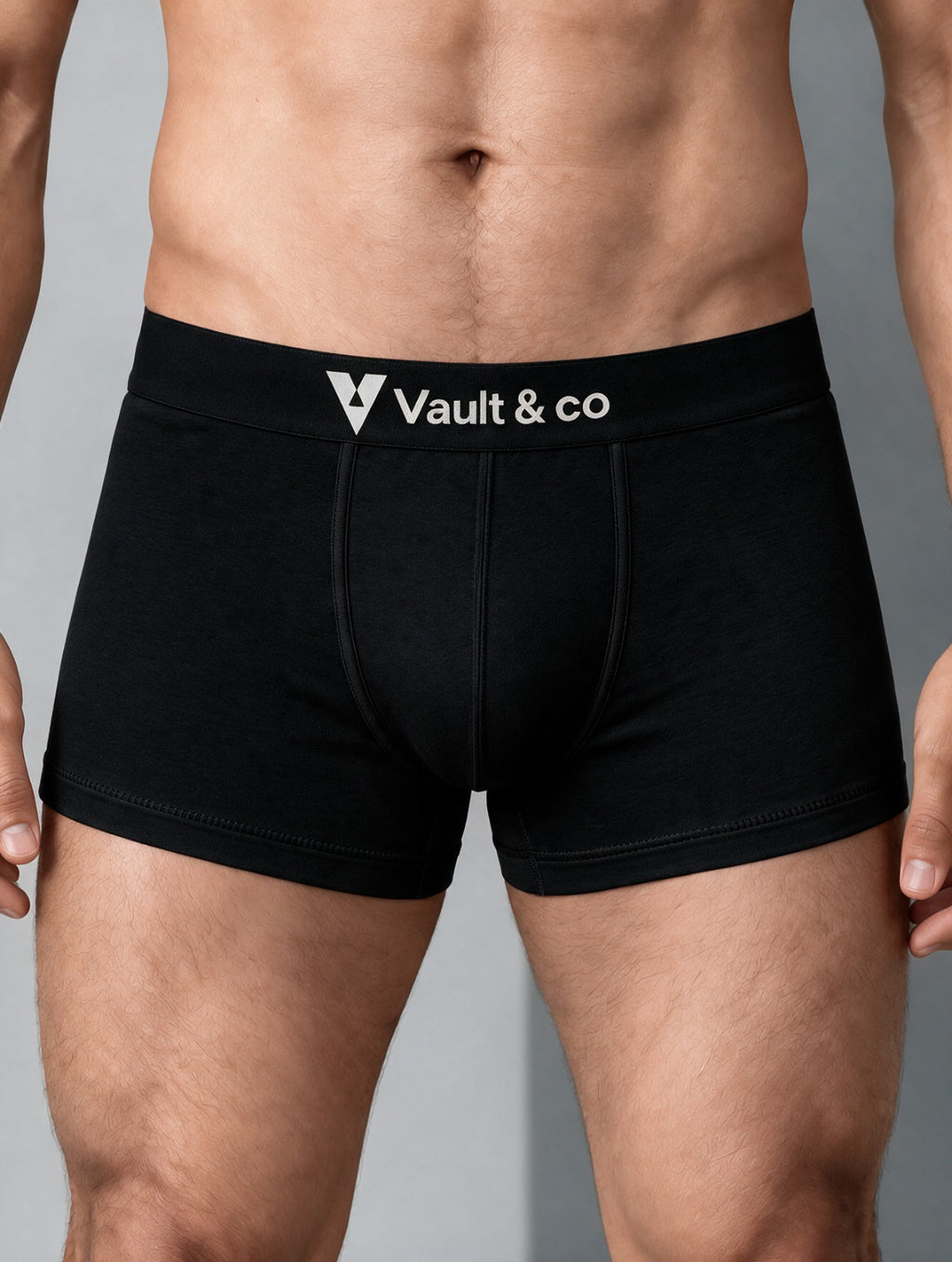 CotCloud men's cotton trunk in Black — close-up view (Build Your Own 5-Pack)