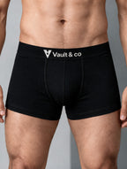 CotCloud men's cotton trunk in Black — close-up view (Build Your Own 5-Pack)
