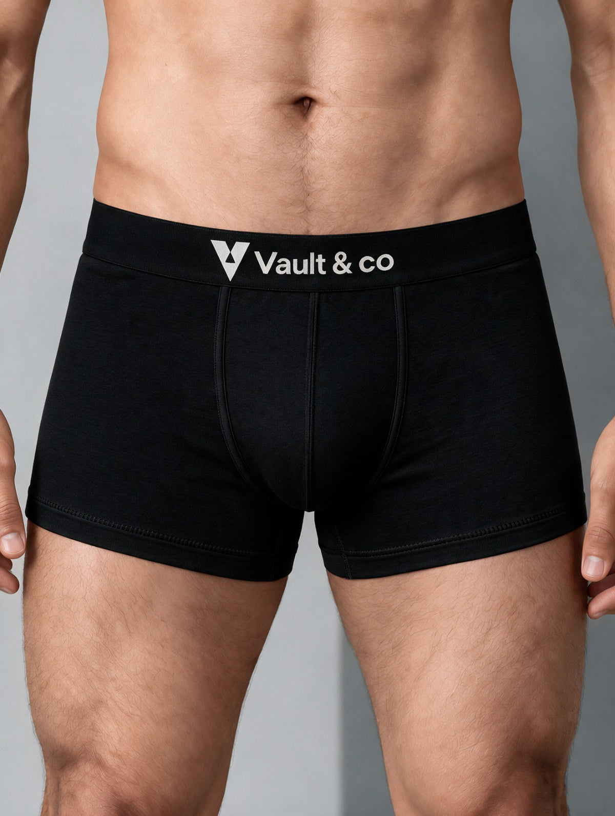 CotCloud men's cotton trunk in Black — close-up view (Build Your Own 5-Pack)