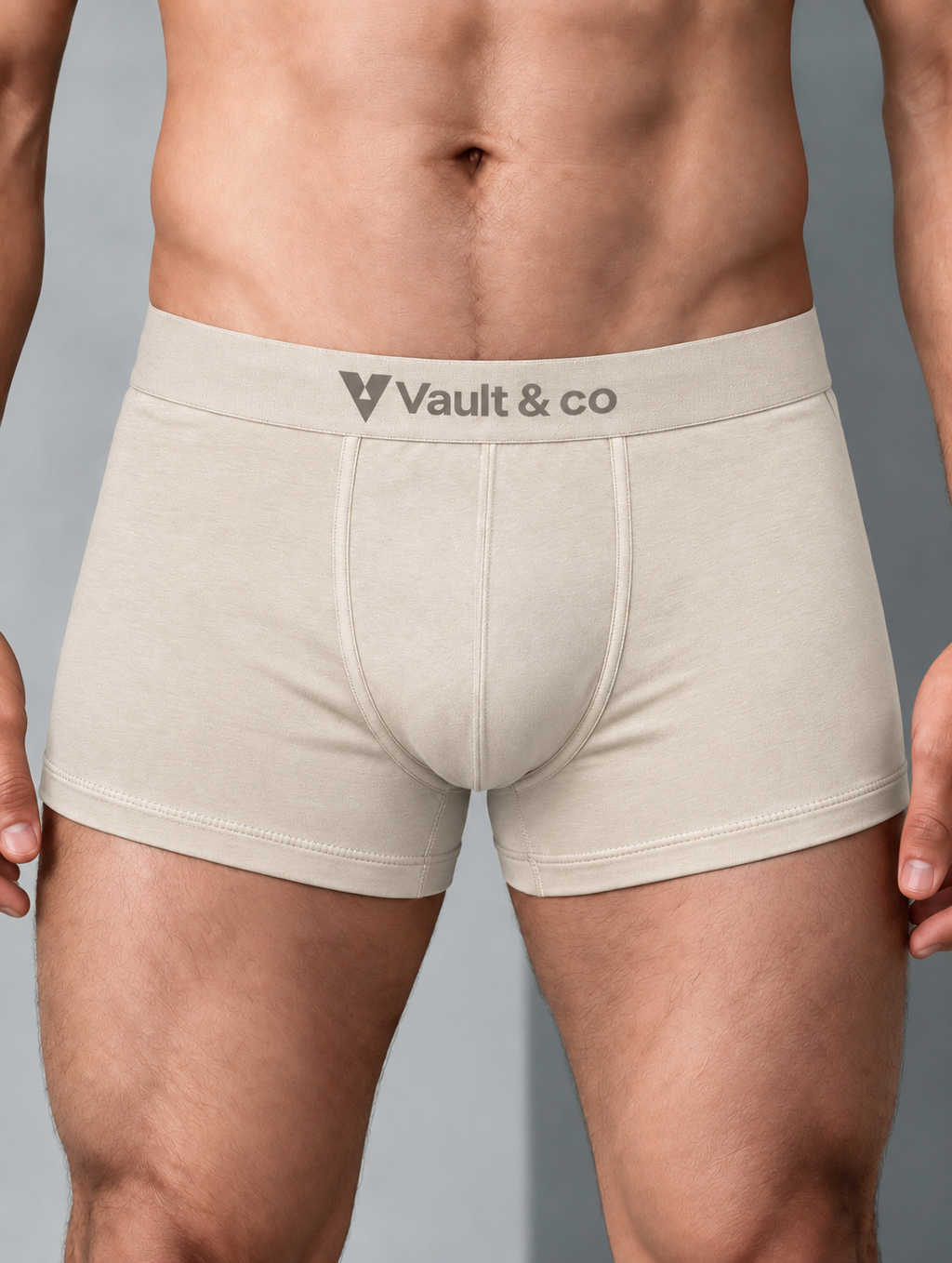 CotCloud men's cotton trunk in Ivory — close-up view (Build Your Own 3-Pack)
